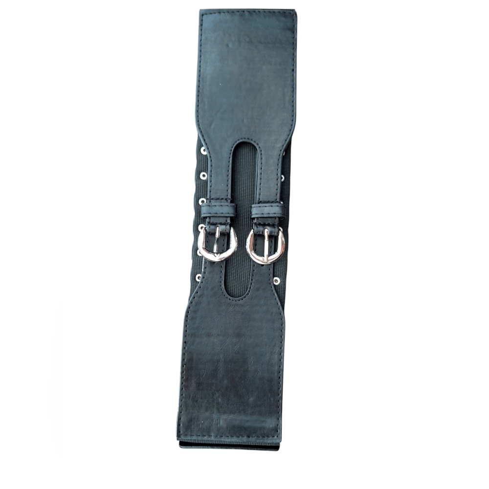 Black Studded Belt W/ Double Buckles - Picture 7 of 7
